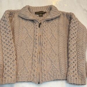 Women's Cable Knit Zip-Up Cardigan - Cream